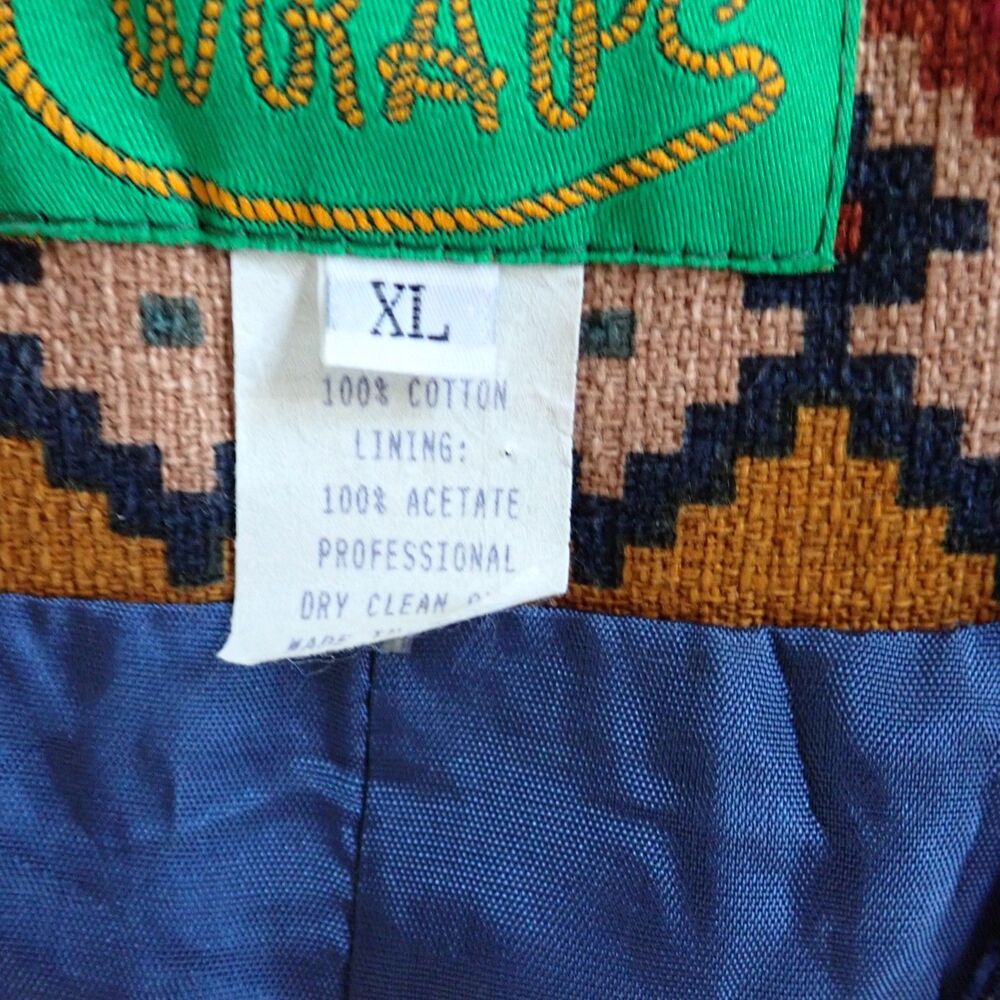Wraps Western Wear Tapestry sz XL Southwestern Tribal Vest Silver Concha Mint! - Picture 3 of 15